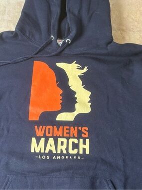 Women's March Navy Graphic Hooded Sweatshirt Size Medium